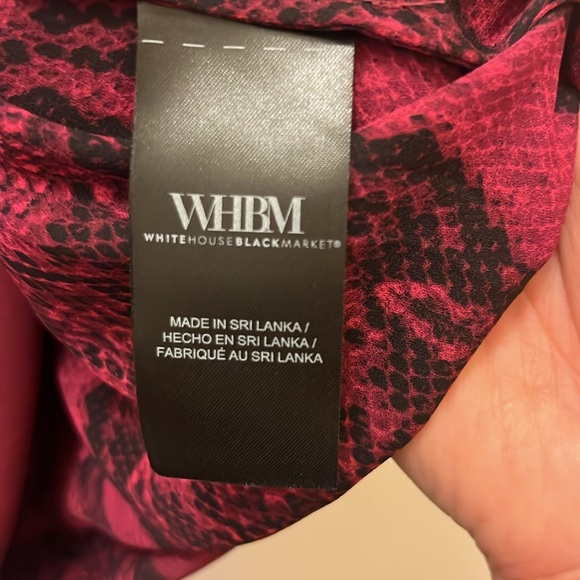 White House Black Market Red 3/4 Sleeve Embellished Blouse - Picture 4 of 12